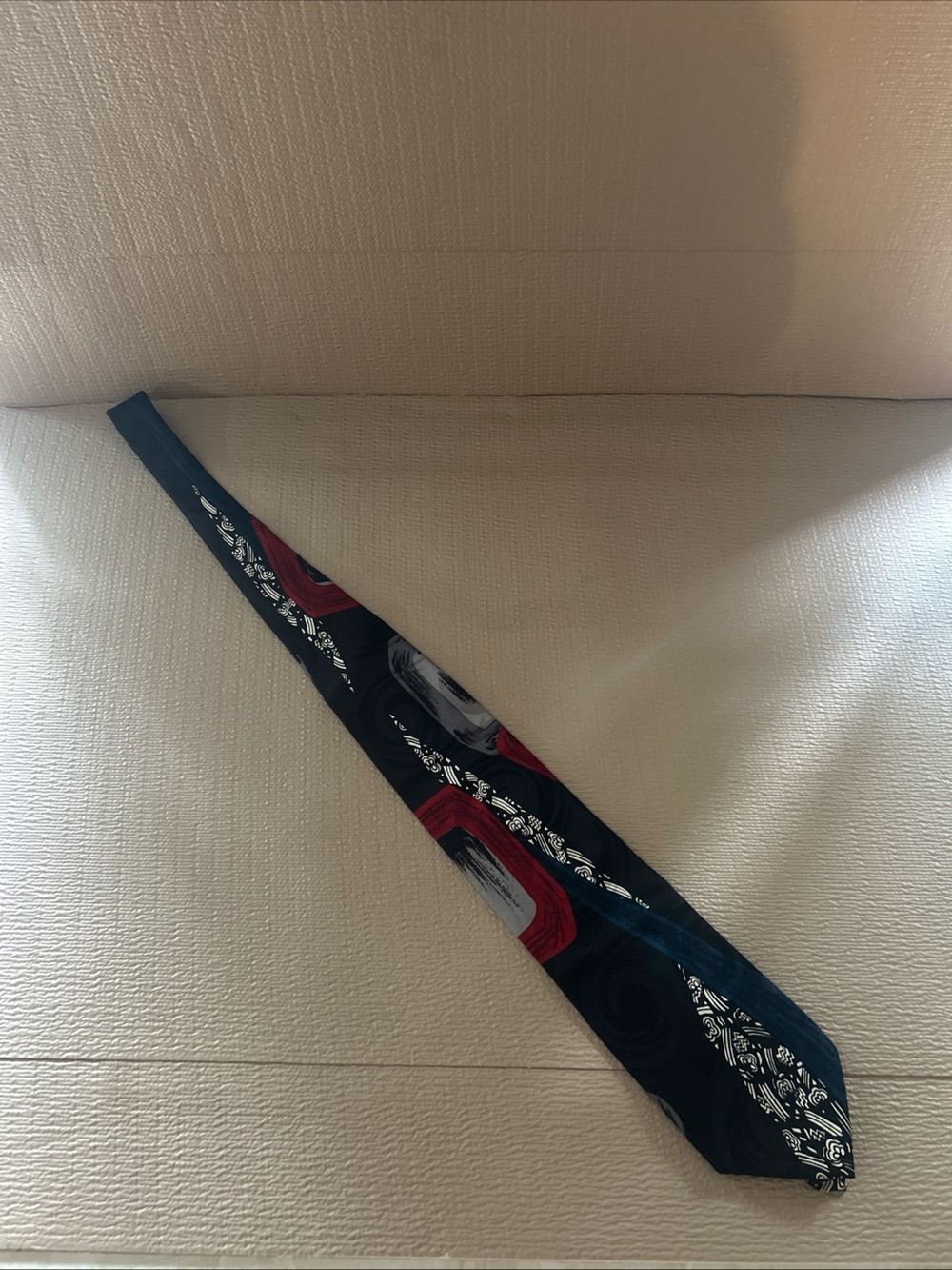 Bellini Black, Red & Silver Abstract Silk Tie